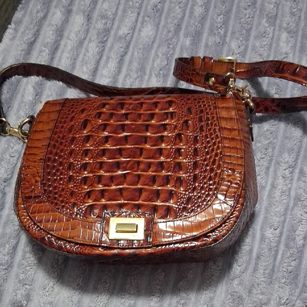 Brahmin Rich Brown Crocodile Crossbody Bag
